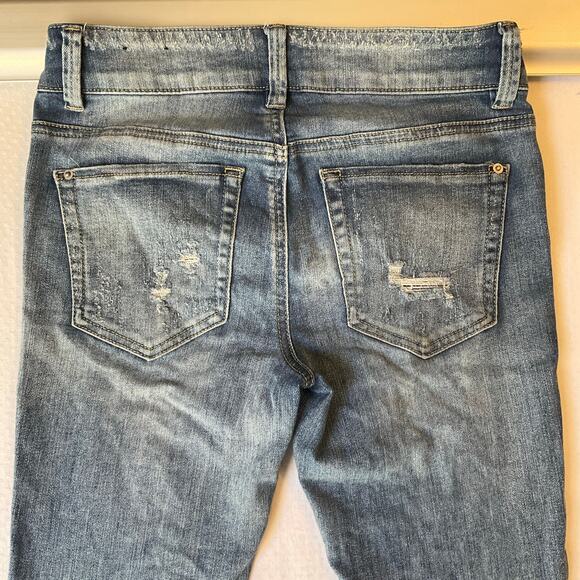 Rue 21 Women Jean Jeggings size 4 Blue Mid Rise Stretch Frayed - Picture 10 of 11